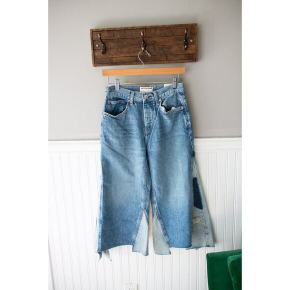 Free People We The Free Ripple Wide-Leg Pieced Cropped Jeans 25 - Picture 2 of 4